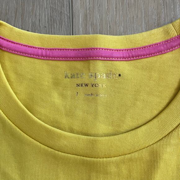 Kate Spade Women’s Yellow Logo Tee Sz L - Picture 3 of 9